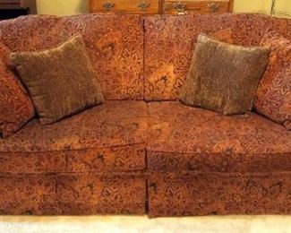 Upholstered 2 Cushion Sofa, 37" x 84" x 36", With Throw Pillows