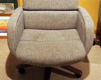 Upholstered Swivel Spring Arm Chairs, Qty 2