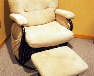 Metal Framed Reclining Glider With Matching Ottoman