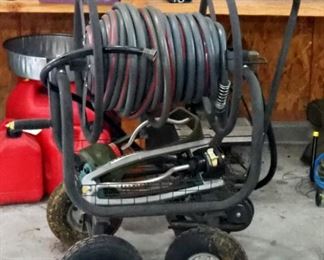 Hose Reel Wagon, Includes Garden Hose And Broadcast Sprinklers, Qty 3