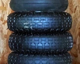 Pneumatic 10" Utility Tires With Hub, Qty 3 And Innertube