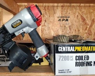 Central Pneumatic 11 Gauge Coil Roofing Nailer And Coiled Roofing Nails