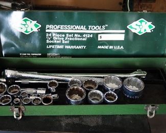 SK Professional Tools Sockets And Drivers In Metal Cases