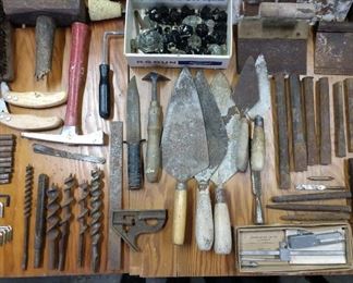 Trowels, chisels, drill bits, etc.