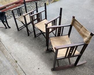 Antique director's chairs, one rocking!