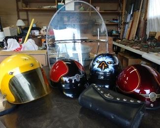  Vintage Harley Helmets, Bike Windshield 