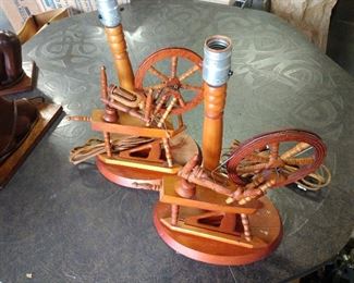 Antique Spinning Wheel Lamps...they spin!
