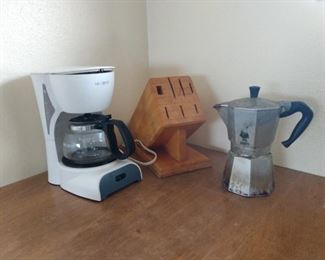 Coffee makers, knife rack