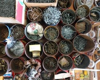 Tons of nails, bolts, mostly galvanized, all sizes, enough to build a house! make  offer 