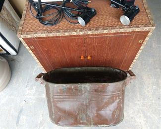 Spots for gift shows, copper cauldron, storage cabinet