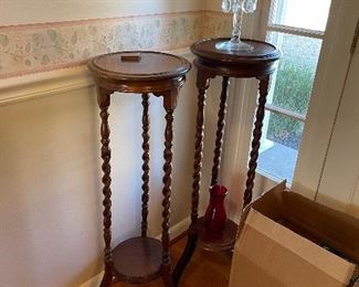 Pair of matching barley twist plant stands