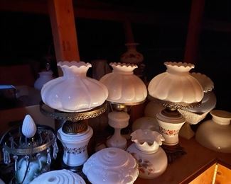 Attic storage of lamps that has not been brought down.
