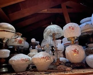 Attic storage of lamps that has not been brought down.