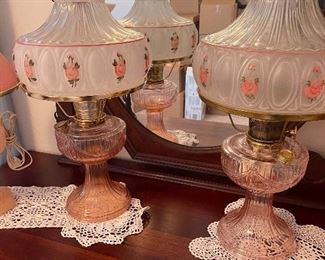 Pink crystal Aladdin LINCOLN drape lamp with Aladdin shades