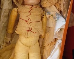 Early 1900's  Bisque and Leather Doll