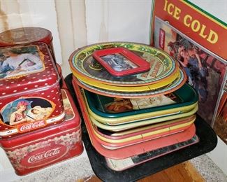 Classic Coke tin lithograph trays cocal cola