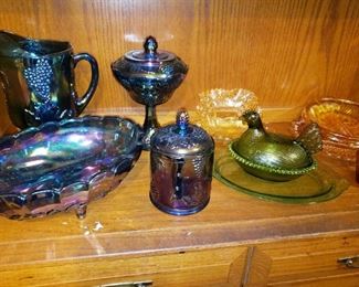 Carnival Glass vaseline glass