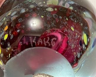 Art Glass Paperweight, Signed Karg (Photo 2 of 2)