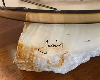 Sailboat Sculpture on Stone Base, Signed (Photo 2 of 2)
