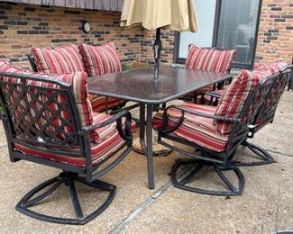 Outdoor / Patio Dining Table, Chairs & Umbrella (Photo 2 of 5)