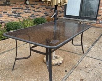 Outdoor / Patio Dining Table, Chairs & Umbrella (Photo 4 of 5)