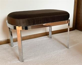 Vintage Chrome Bench with Brown Cushion (Photo 1 of 2)