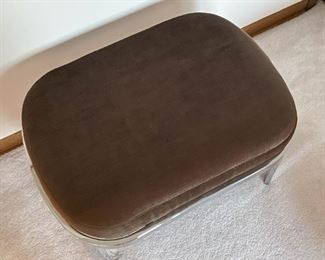 Vintage Chrome Bench with Brown Cushion (Photo 2 of 2)
