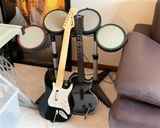Wii Rock Band Accessories (Drum Set, Guitars)