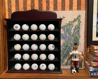 Collector's Golf Balls, Display Rack, Beaded Soccer Player Figurine