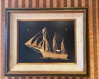 Framed Artwork / Wall Hanging (Ship)