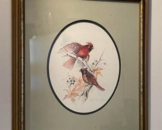 Framed Birds Print (Cardinals)