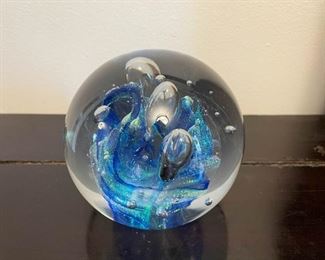 Art Glass Paperweight, Signed, has chip on bottom (Photo 1 of 2)