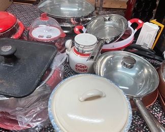 Lots of new and used cookware. Copper, Wolfgang, pans, containers
