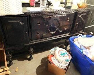 Black breakfront cabinet