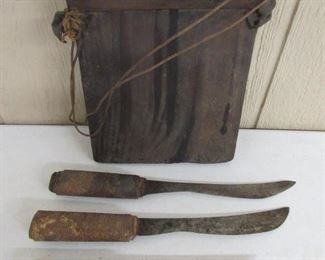 Old Butcher Knives & Wood Case