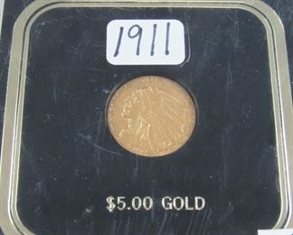 1911 Gold $5.00 Indian Head Coin