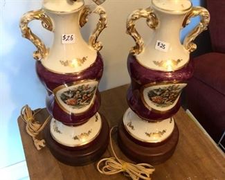 pair of antique lamps