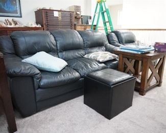 Leather sofa and chair