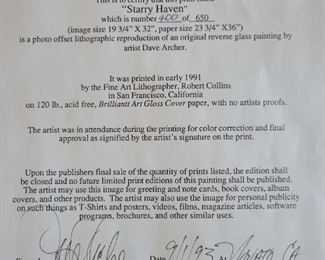 Dave Archer Starry Haven limited edition lithograph