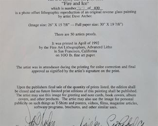 Dave archer Fire and Ice limited edition lithograph