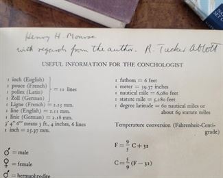 Signed book on shells by R. Tucker Abbott