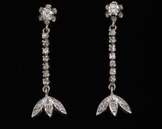  Pair of Gold and Diamond Pendant Earrings 