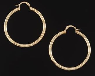  Pair of Gold Hoop Earrings 