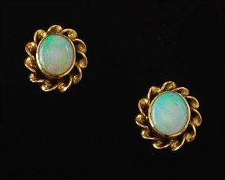  Pair of Opal and Gold Earrings 