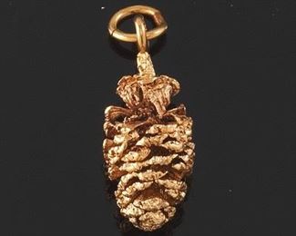 14k Gold Pinecone Charm 