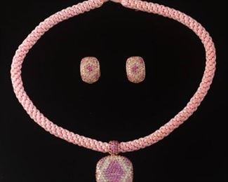 A Rose Gold, Diamond and Pink Sapphire Jewelry Suite 
