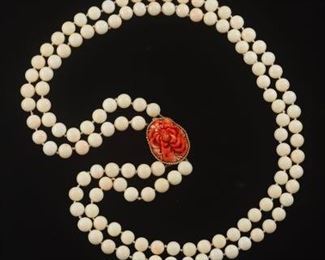 Angel Skin Coral and White Coral Necklace 