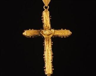 Antique Gold Hand Made Textured Cross