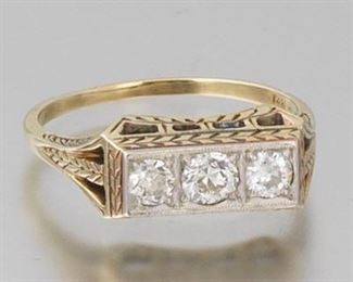 Art Deco Gold and Diamond Ring 