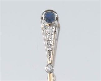Art Deco Sapphire and Diamond Stick Pin 